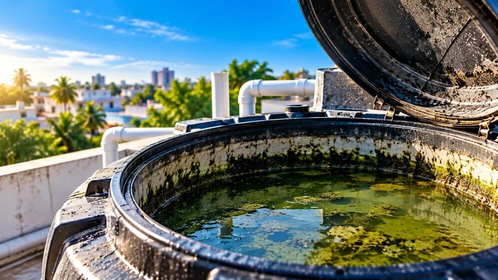 Rooftop water tank inspection and clarity check setup in Champapet