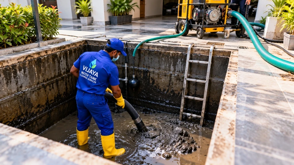 Underground water storage tank cleaning and silt extraction